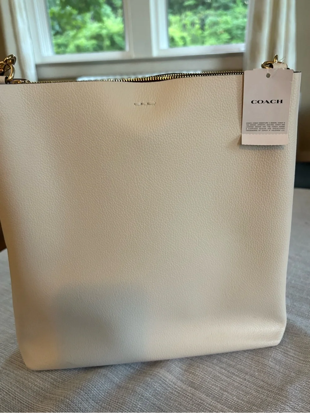 Coach Cream Pebbled Leather Shoulder Hobo with Gold Hardware